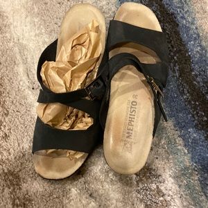 Mephisto black sandals, size 39, like new,adjust strap, cork footbed with reflex